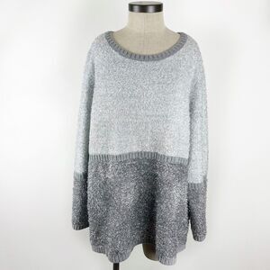 Emaline Women's Metallic Special Occasion Gray Silver Crew Neck Sweater Size 2X